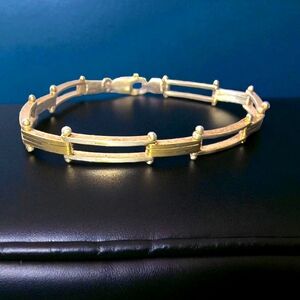 Vintage Sterling Silver Two-tone Bar Bracelet